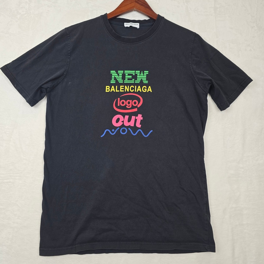 Balenciaga‎ Paris Mens XS Black Graphic T-Shirt 57 Avenue Montaigne Logo Tee
